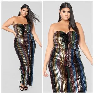 Fashion Nova - Rainbow sequin Jumpsuit size 2X